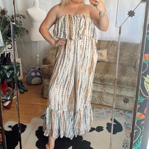 Free people Strapless Flowy Tie-dye Jump Suit Dress